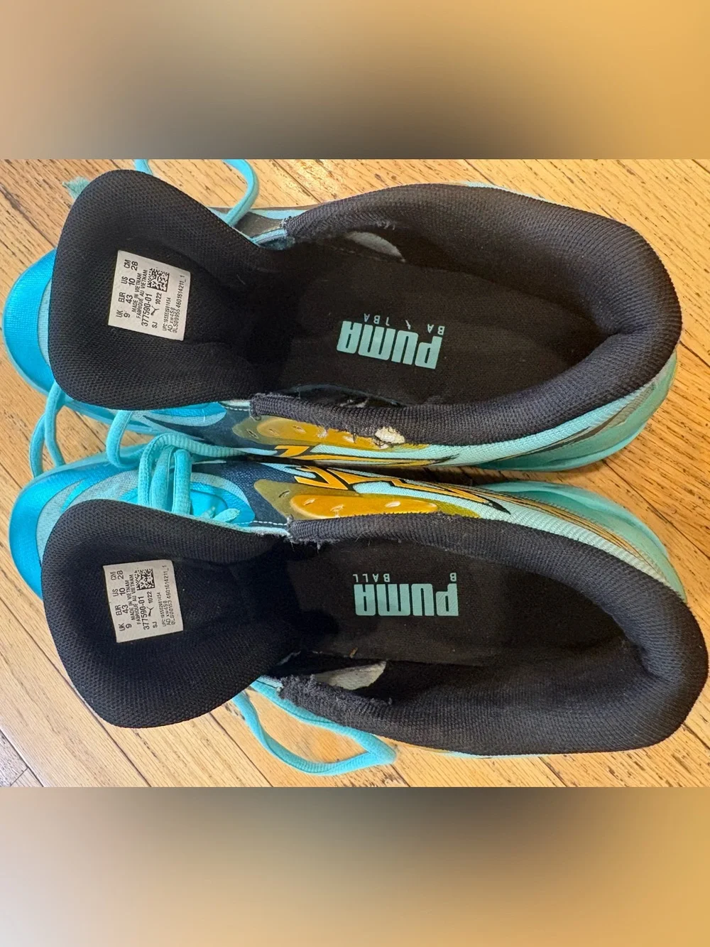 Puma Lamelo Ball MB.02  Teal and Black Men’s Athletic Sneakers with Gold Details